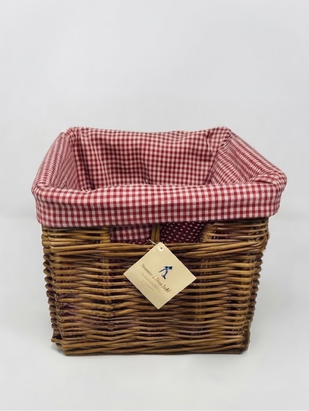 Pottery Barn Kids Red White Gingham Check Storage Basket Liner